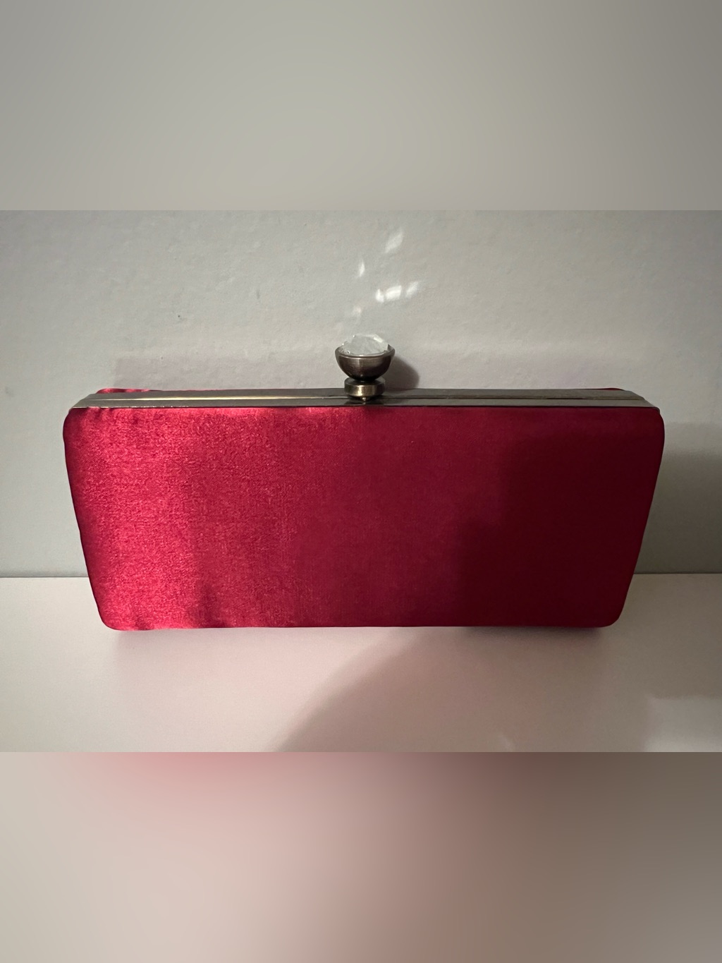 Bcbgmaxazria Satin Evening Clutch With Crystal Knob